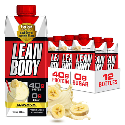 Lean Body Ready-to-Drink Protein Shake, 40g Protein, Whey Blend, 0 Sugar, 17 Ounce (Recyclable Carton & Lid - Pack of 12)