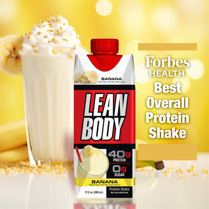 Lean Body Ready-to-Drink Protein Shake, 40g Protein, Whey Blend, 0 Sugar, 17 Ounce (Recyclable Carton & Lid - Pack of 12)