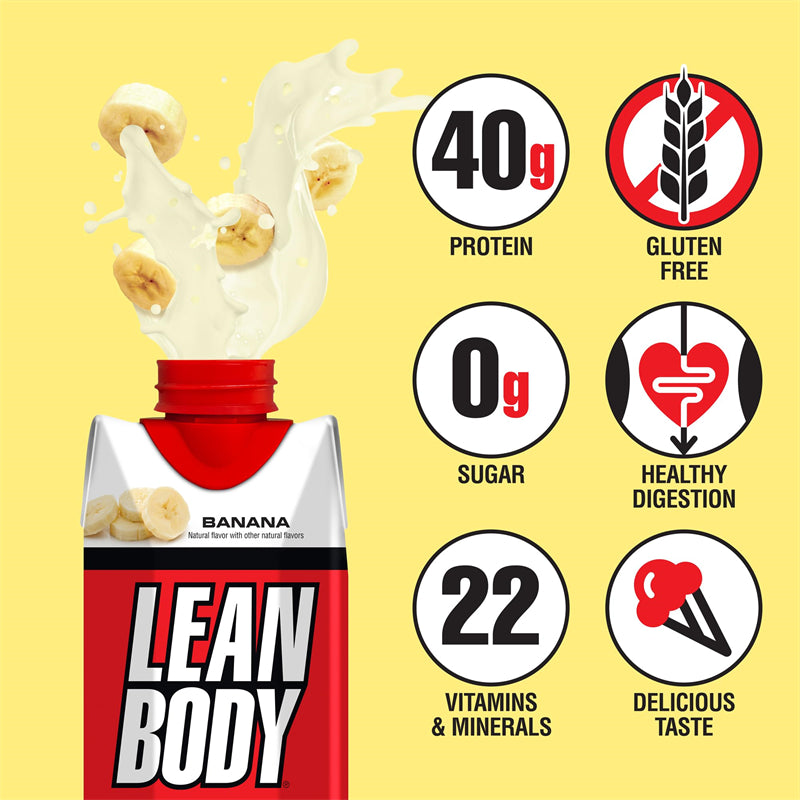 Lean Body Ready-to-Drink Protein Shake, 40g Protein, Whey Blend, 0 Sugar, 17 Ounce (Recyclable Carton & Lid - Pack of 12)