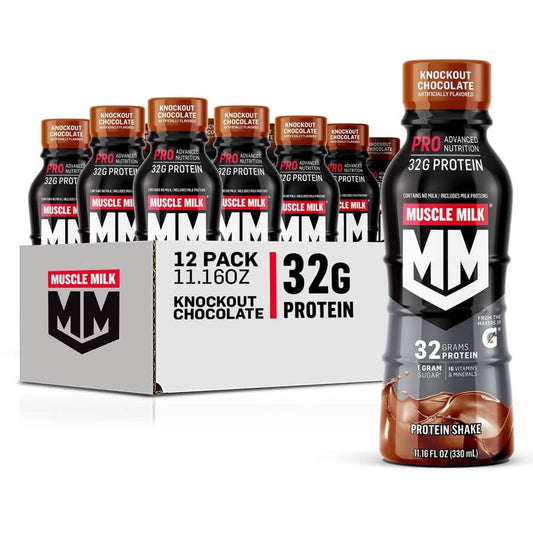 Muscle Milk Pro Advanced Nutrition Protein Shake, 32g Protein, 1g Sugar，11.16 Fl Oz (Pack of 12)