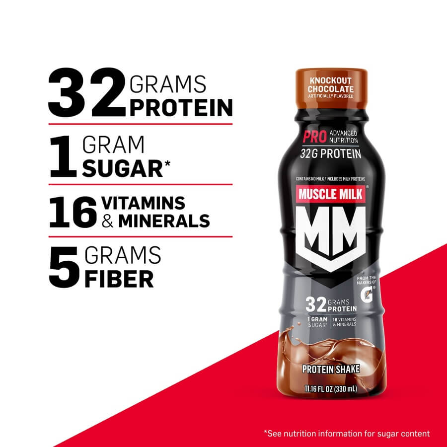 Muscle Milk Pro Advanced Nutrition Protein Shake, 32g Protein, 1g Sugar，11.16 Fl Oz (Pack of 12)