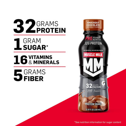 Muscle Milk Pro Advanced Nutrition Protein Shake, 32g Protein, 1g Sugar，11.16 Fl Oz (Pack of 12)