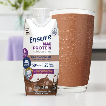 Ensure Max Protein Shake,30g Protein,1g Sugar,11 fl oz - 12 Pack