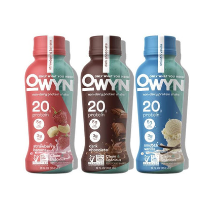 OWYN Only What You Need Plant Based Protein Shake, Dark Chocolate, 20g Vegan Protein from Organic Pumpkin seed, Flax, Pea Blend (12 Pack)