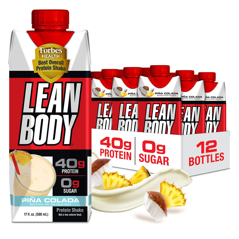 Lean Body Ready-to-Drink Protein Shake, 40g Protein, Whey Blend, 0 Sugar, 17 Ounce (Recyclable Carton & Lid - Pack of 12)