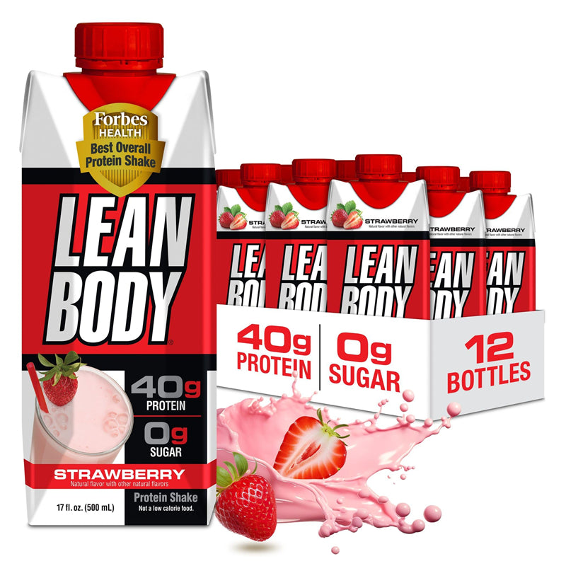 Lean Body Ready-to-Drink Protein Shake, 40g Protein, Whey Blend, 0 Sugar, 17 Ounce (Recyclable Carton & Lid - Pack of 12)