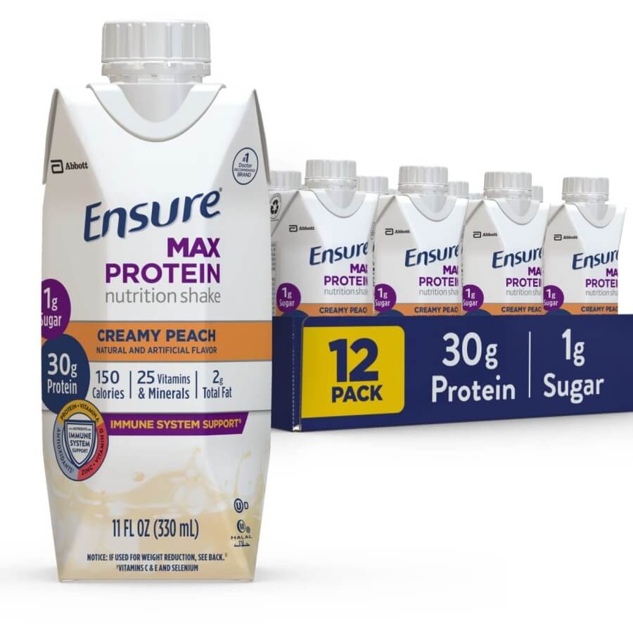 Ensure Max Protein Shake,30g Protein,1g Sugar,11 fl oz - 12 Pack