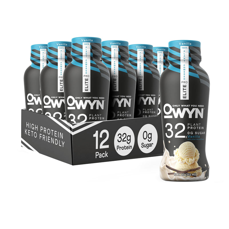 OWYN Only What You Need Pro-Elite Vegan High Protein Keto Shake, 32g Protein, Zero Sugar,12 Fl Oz,Pack of 12