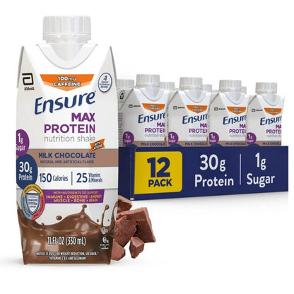 Ensure Max Protein Shake,30g Protein,1g Sugar,11 fl oz - 12 Pack