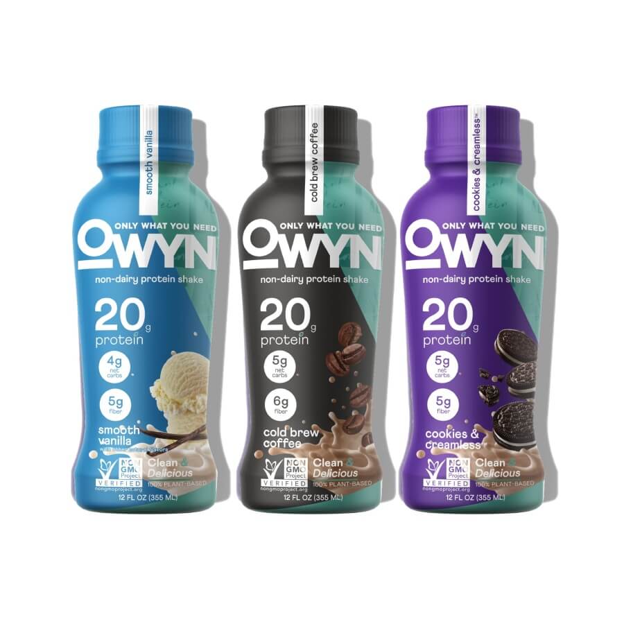 OWYN Only What You Need Plant Based Protein Shake, Dark Chocolate, 20g Vegan Protein from Organic Pumpkin seed, Flax, Pea Blend (12 Pack)