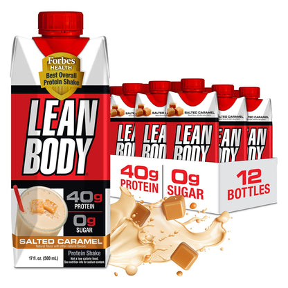 Lean Body Ready-to-Drink Protein Shake, 40g Protein, Whey Blend, 0 Sugar, 17 Ounce (Recyclable Carton & Lid - Pack of 12)