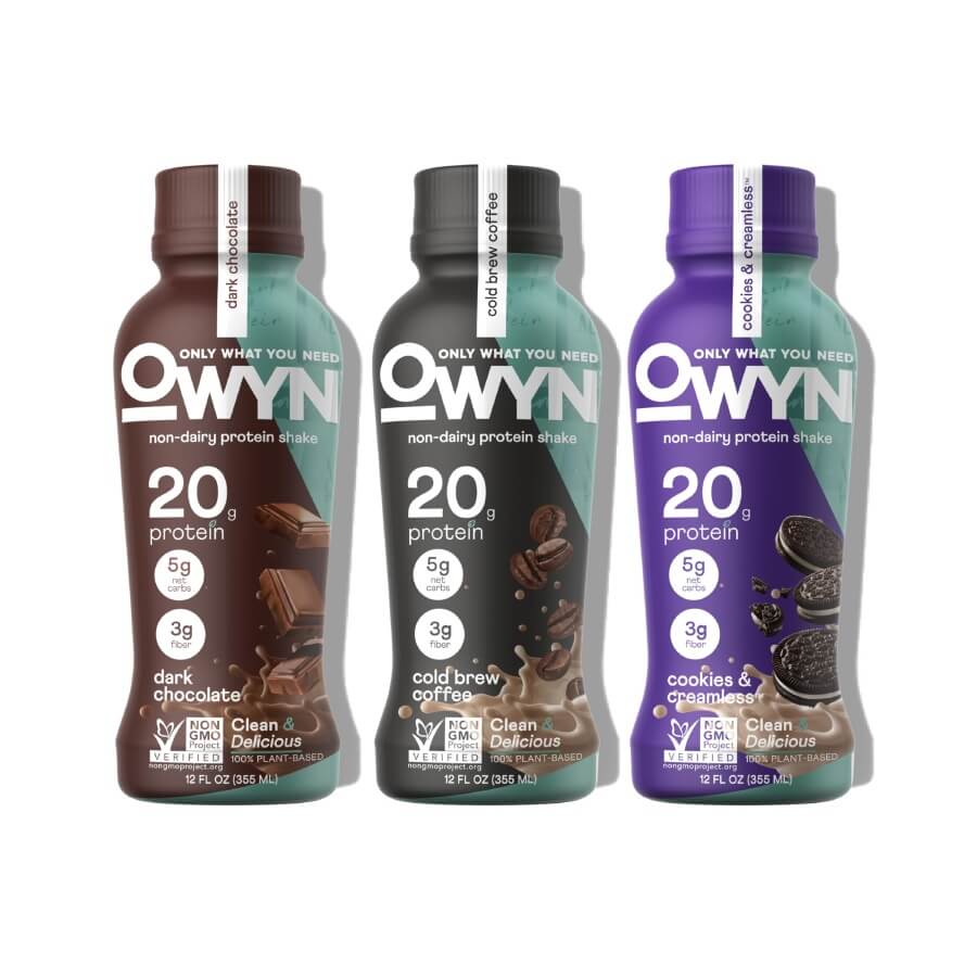 OWYN Only What You Need Plant Based Protein Shake, Dark Chocolate, 20g Vegan Protein from Organic Pumpkin seed, Flax, Pea Blend (12 Pack)