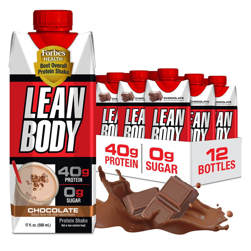 Lean Body Ready-to-Drink Protein Shake, 40g Protein, Whey Blend, 0 Sugar, 17 Ounce (Recyclable Carton & Lid - Pack of 12)