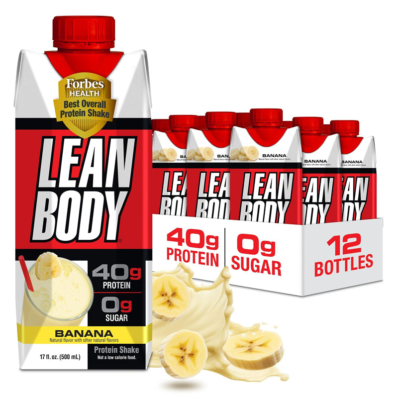 Lean Body Ready-to-Drink Protein Shake, 40g Protein, Whey Blend, 0 Sugar, 17 Ounce (Recyclable Carton & Lid - Pack of 12)