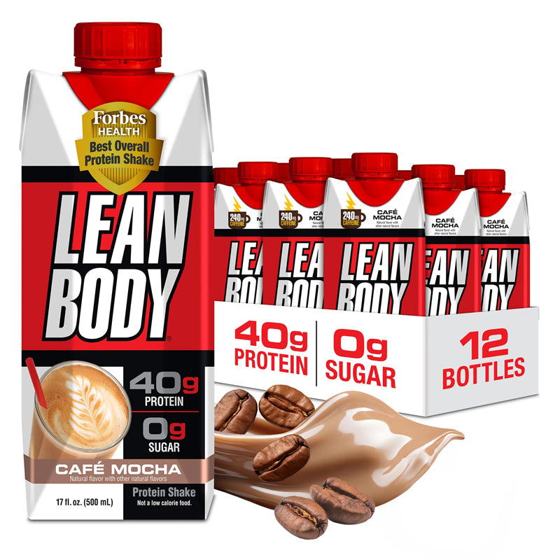 Lean Body Ready-to-Drink Protein Shake, 40g Protein, Whey Blend, 0 Sugar, 17 Ounce (Recyclable Carton & Lid - Pack of 12)